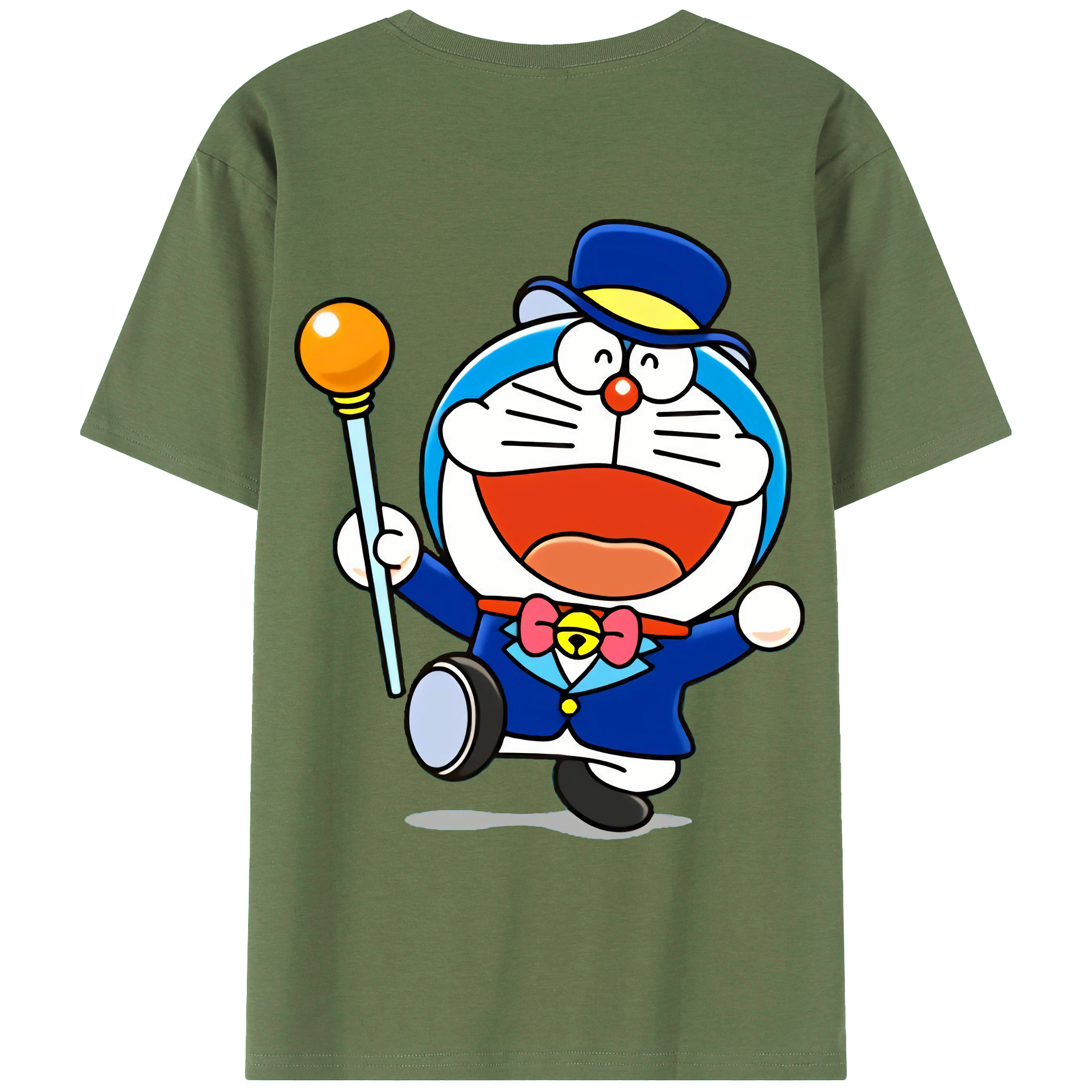 （画像用） ドラえもん Doraemon 綿100％ メンズ半袖Tシャツ（バックプリント） 通気性